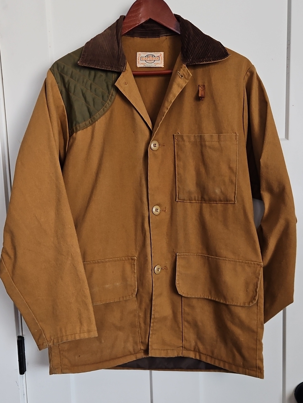 Vintage SafTbak Hunting Jacket Brown Canvas Field Coat Approx Size Lrg
